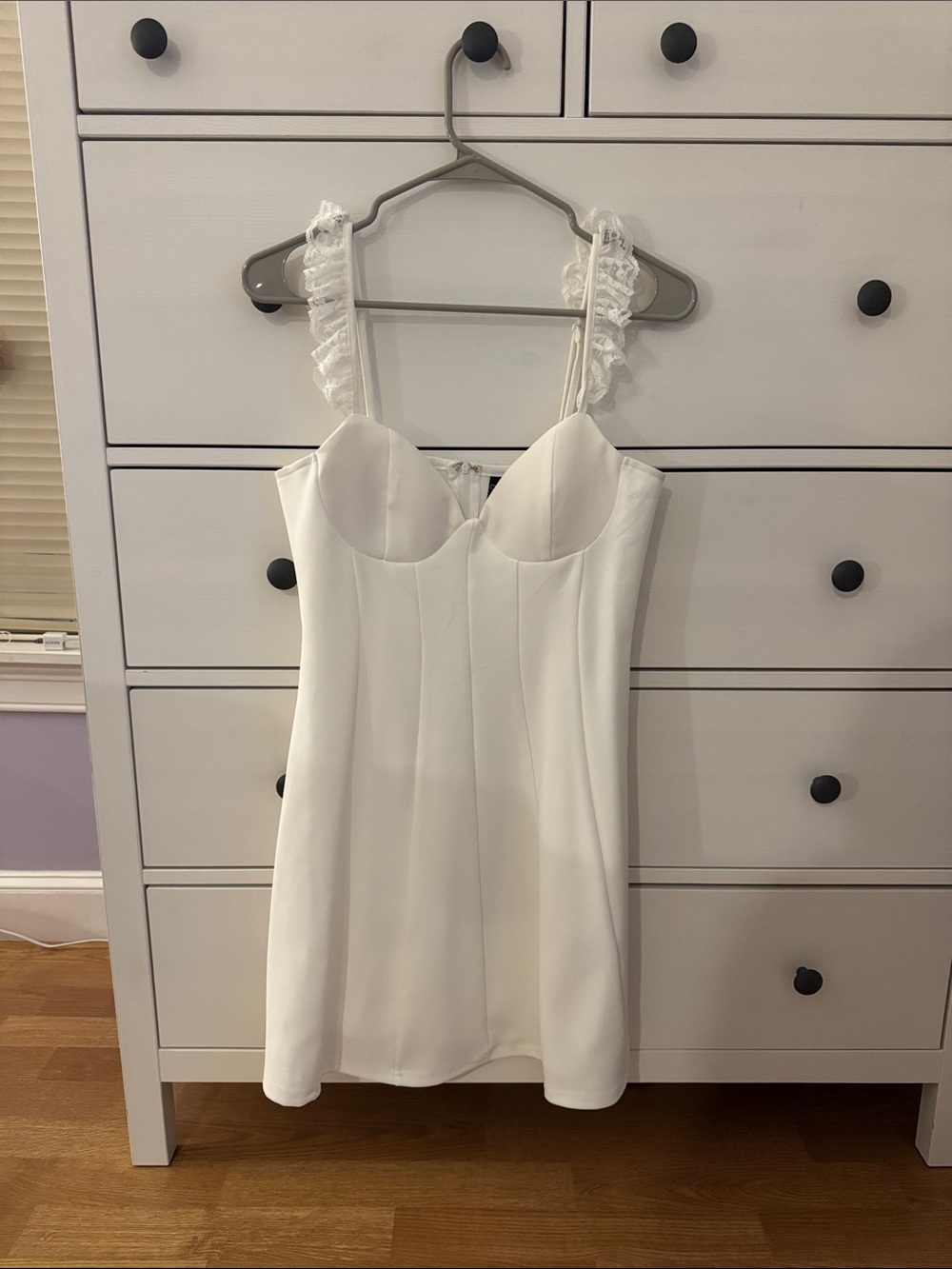 Windsor White Lace-Trim Slip Dress
